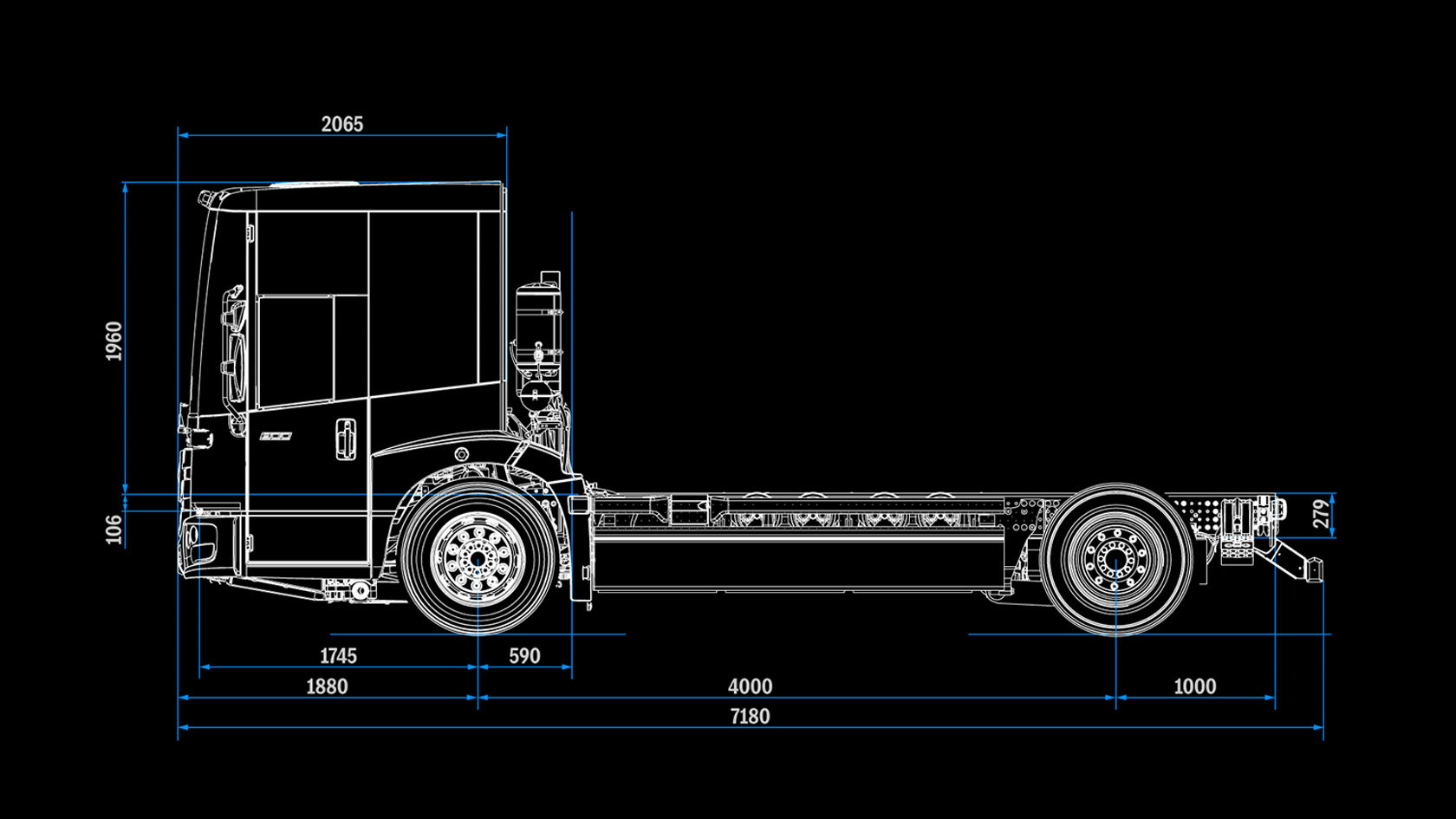 F0R-eEconic-4x2-40, side view, line drawings 