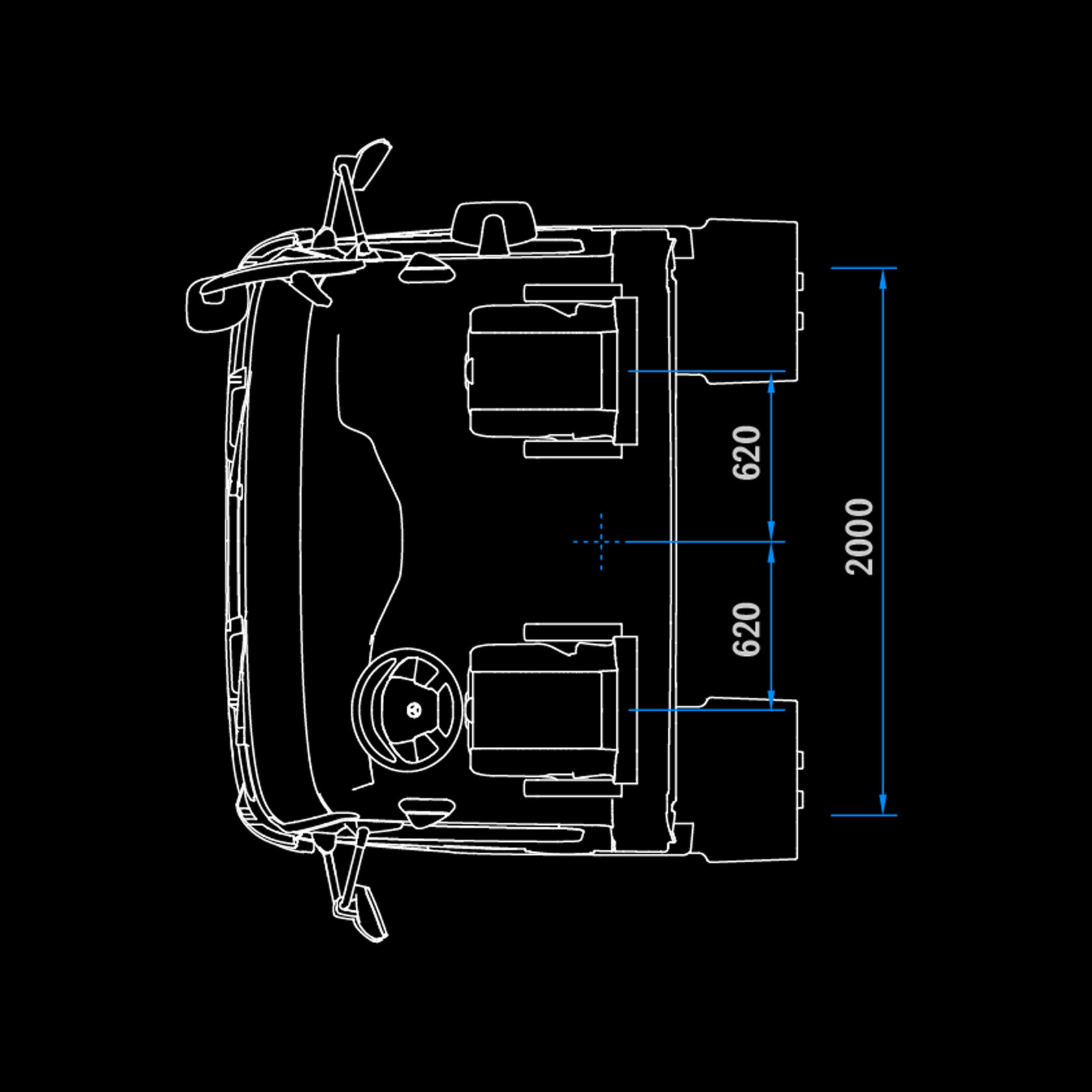 S-Cab ClassicSpace, tipper vehicle, 2.30 m, tunnel, top view