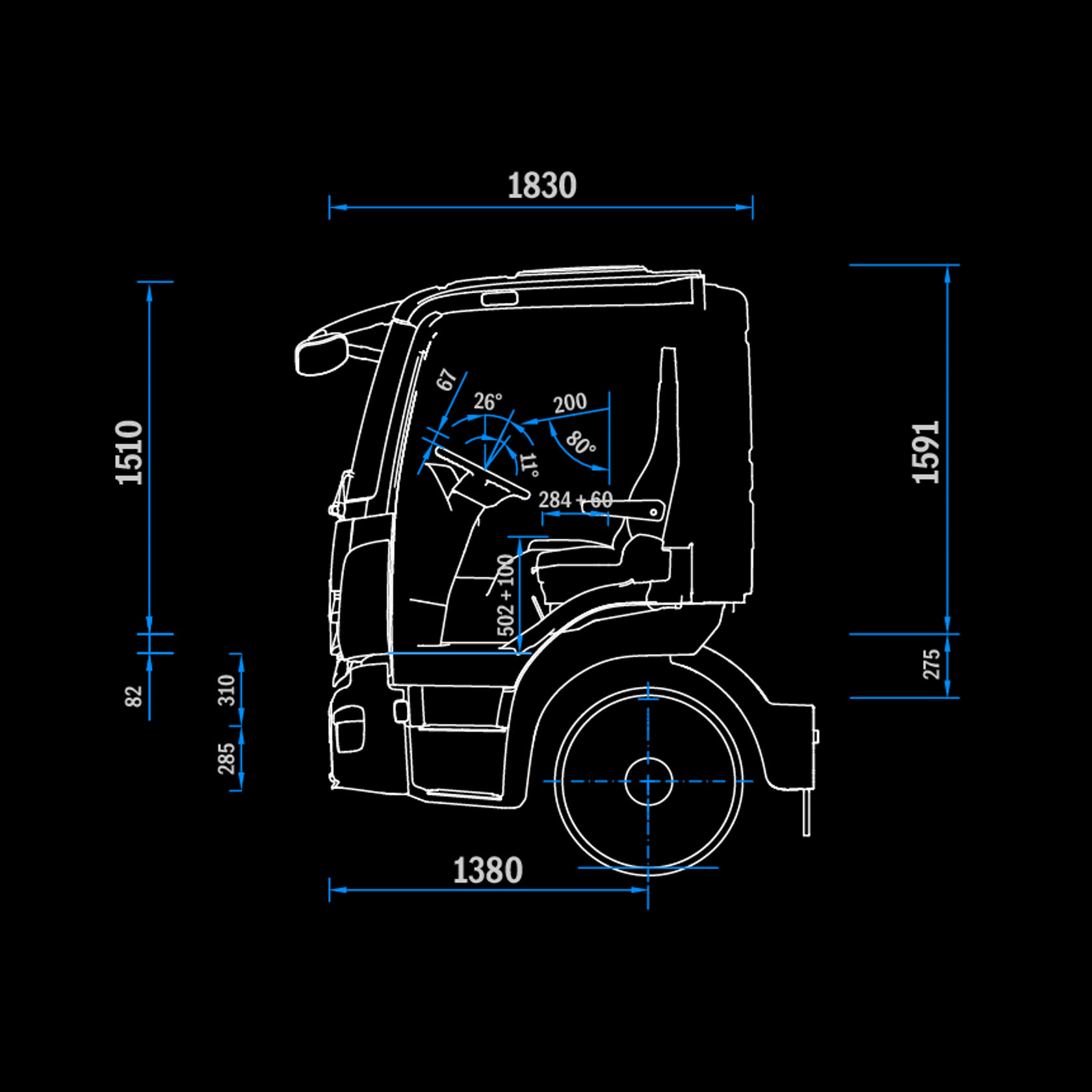 S-Cab ClassicSpace, extended, tipper vehicle, 2.30 m, tunnel, side view