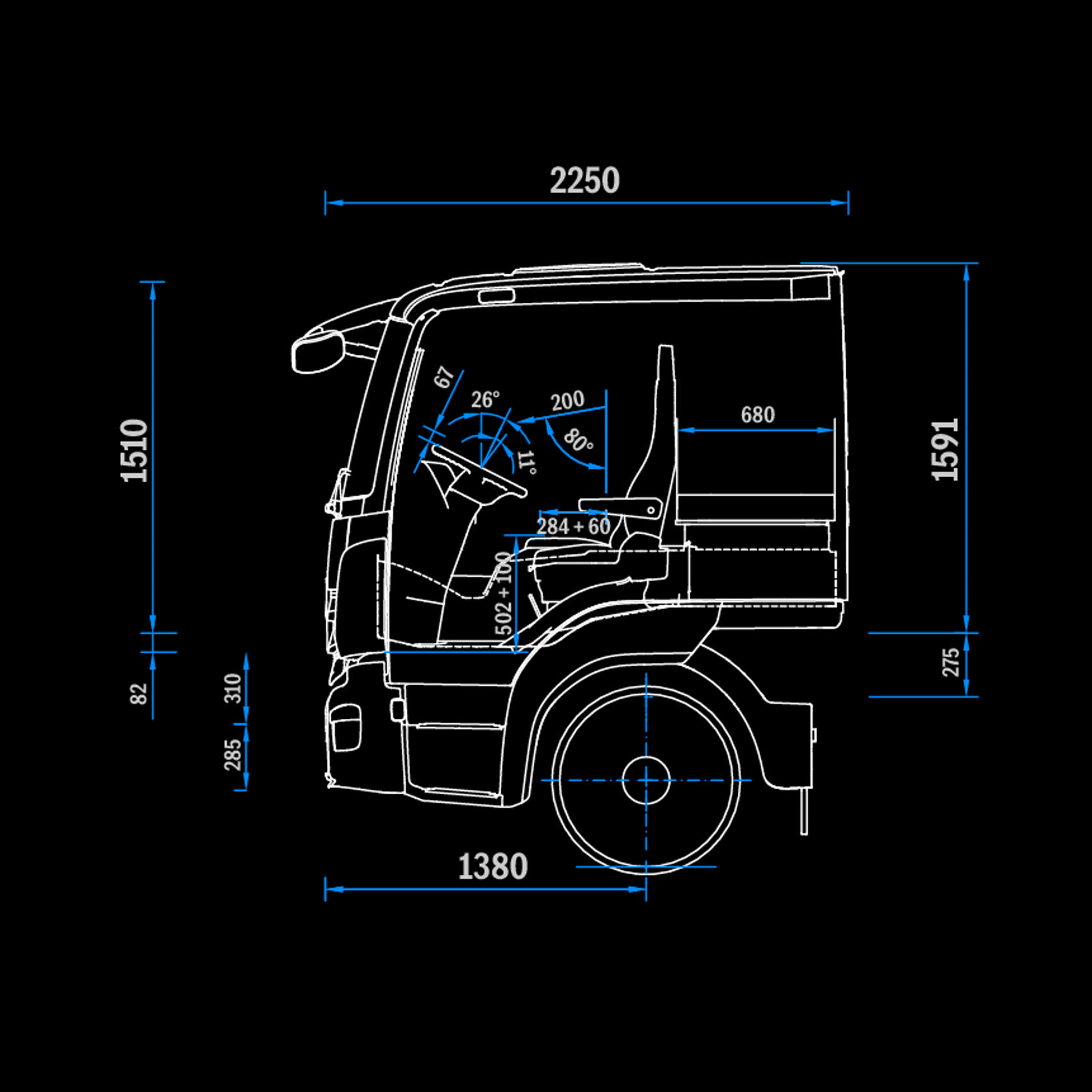 L cab ClassicSpace, 2.3 m, tunnel, side view