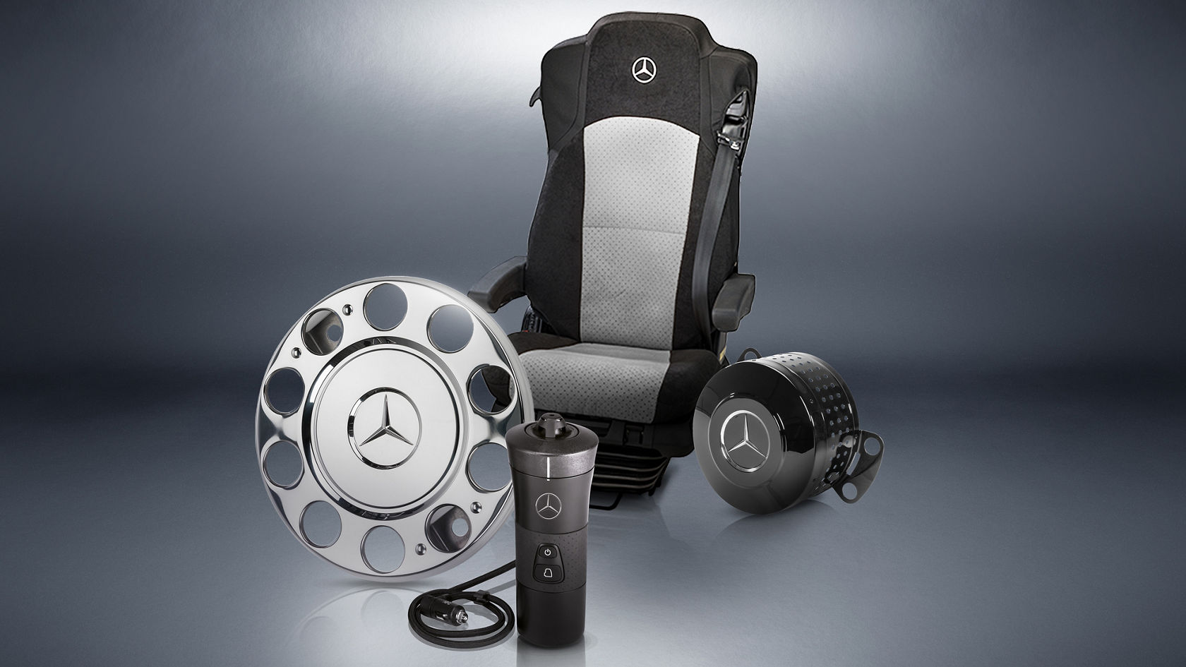 mehrere Zubehörteile eines Trucks