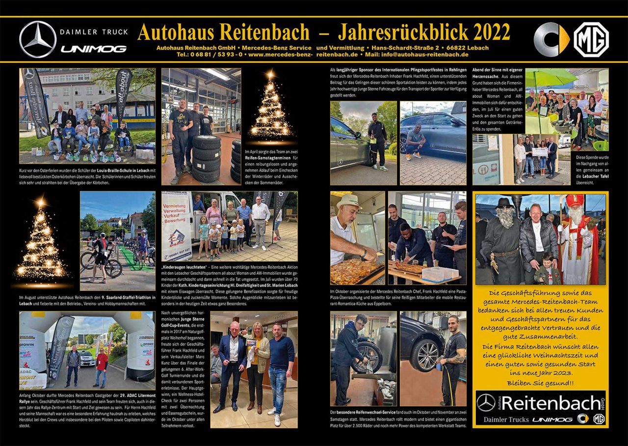Bericht Jahresrückblick 2022 mit vielen Fotos und Texten zu Aktivitäten im Autohaus