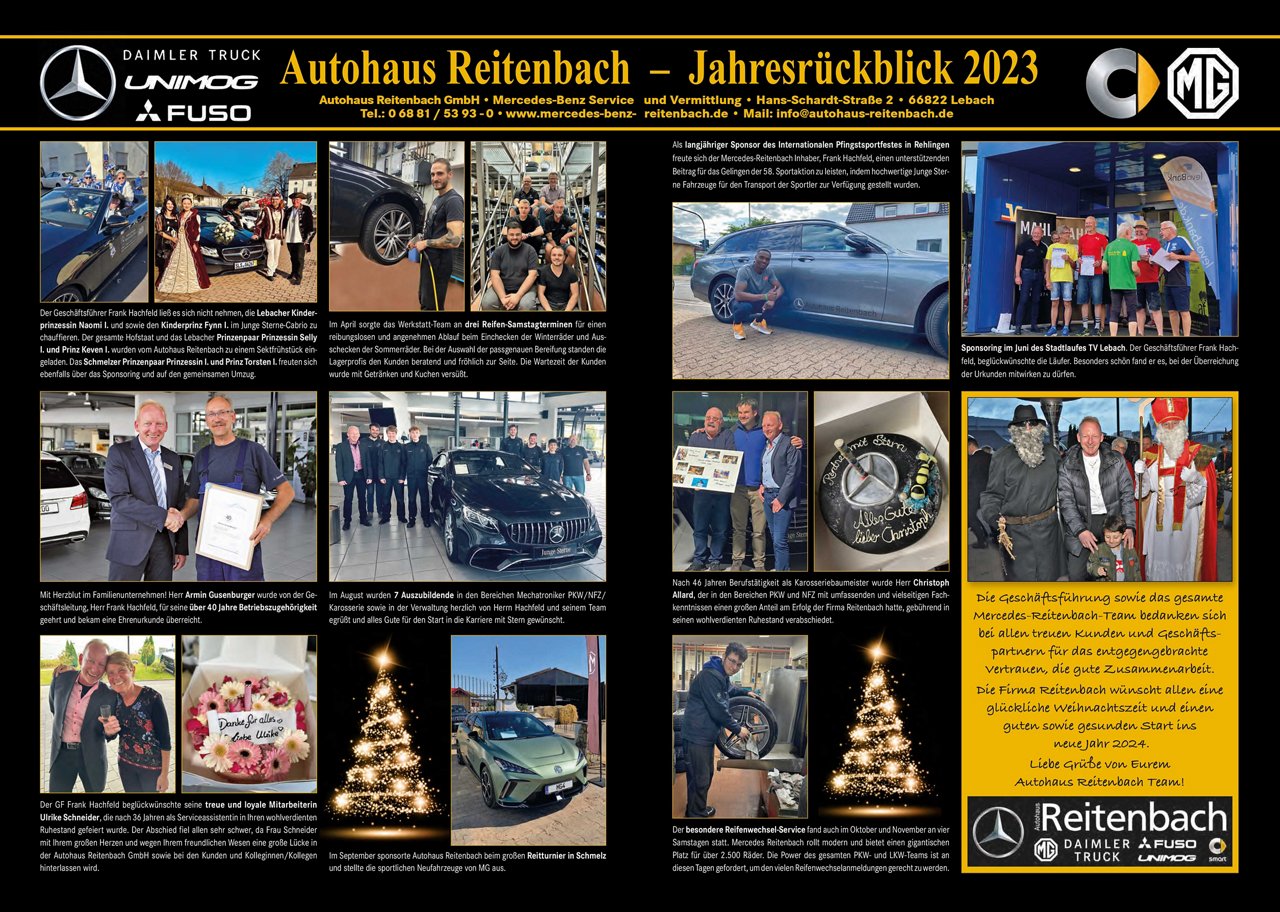 Bericht Jahresrückblick 2023 mit vielen Fotos und Texten zu Aktivitäten im Autohaus 