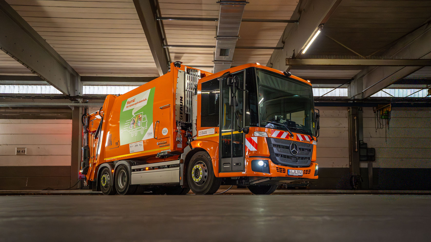 eEconic refuse collection vehicle in the depot
