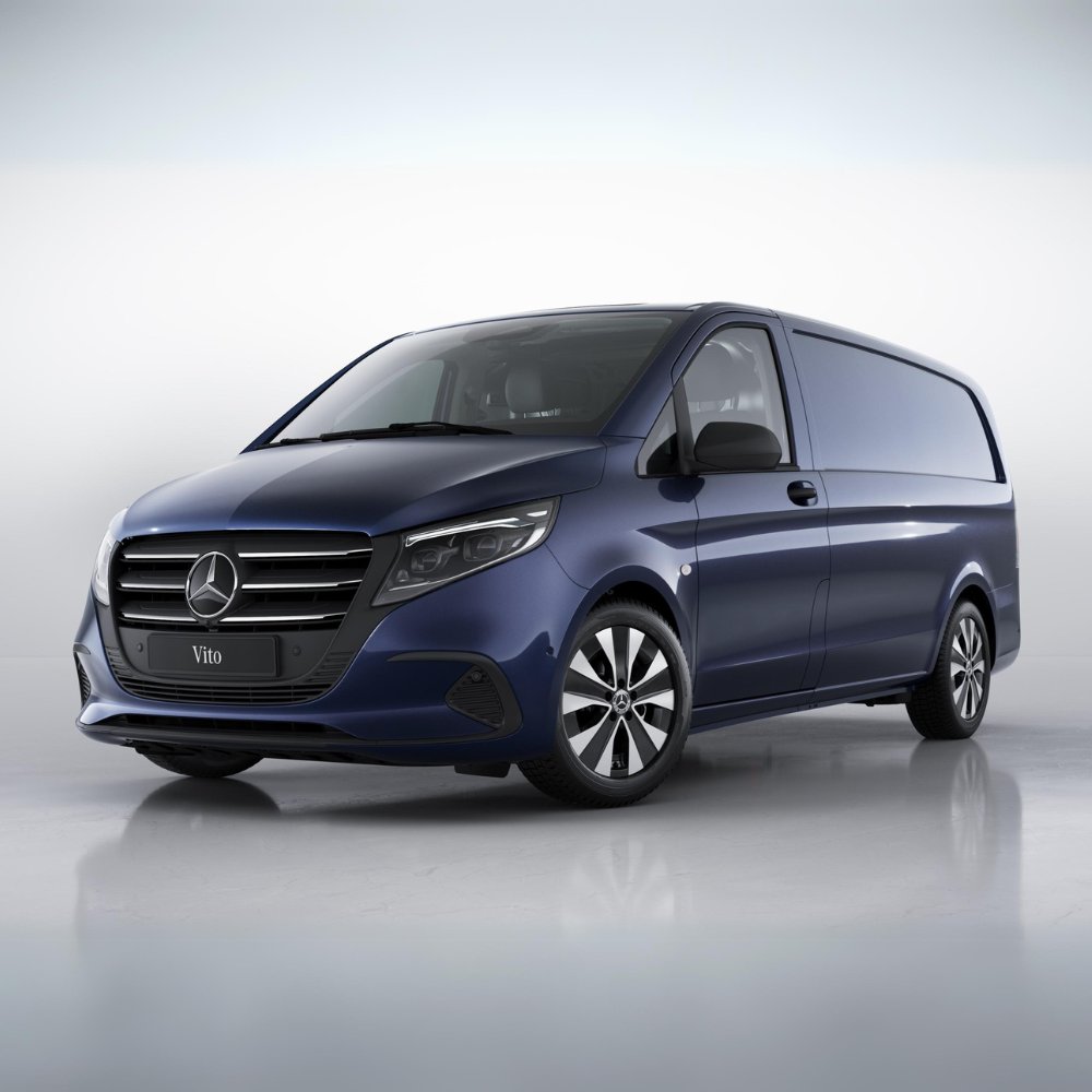 dunkelblauer mercedes-benz transporter