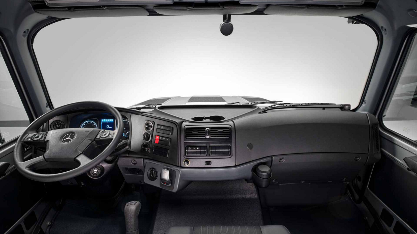 Interior of the Zetros with a view of the entire cockpit to the outside.